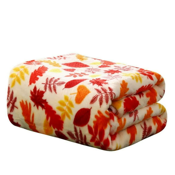 Ultra Soft & Plush Thanksgiving Fall Autumn Leaves Hypoallergenic Fleece Throw Blanket Cover