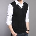 thumbnail image 4 of Odeerbi Sweater Vest for Men 2025 Casual Knitted Cotton V-Neck Vest Pullover Sleeveless Sweater Tops Blouse White, 4 of 5