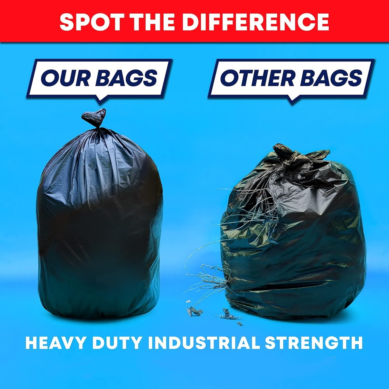 65 Gallon Trash Bags for Toter, (Value-Pack 50 Count w/Ties) Extra Large 64 Gallon Heavy Duty, 60 Gal Trash Bags Outdoor Garbage Can Liner for CustodiansExtra Large Garbage Bag 70 Gallon