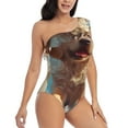 thumbnail image 3 of Pofeuu Cute Angel Winged Dog Print Women's One Piece Swimsuits One Shoulder Swimwear Asymmetric Ruffle Monokinis Bathing Suits-Medium, 3 of 6