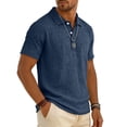 thumbnail image 4 of Resicozy Men's Casual Polo Shirts Short Sleeve Classic Linen Basic Tee Button Collar Shirt Summer Golf T-Shirt Navy 4XL, 4 of 8
