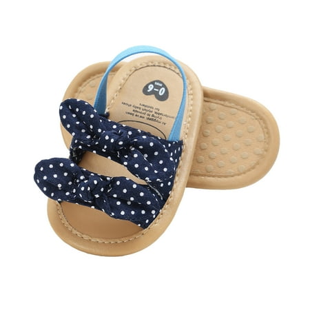 

Knosfe Summer Children First Walkers Toddler 0-12M Striped Bow Slippers Infant Baby Sandals