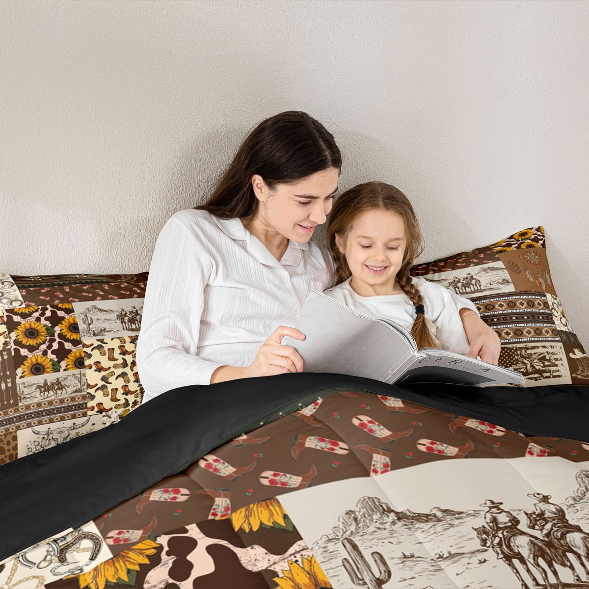 Western Cowboy King Size Bedding Sets American Tribal Wild Desert Comforter Wildlife Cow Exotic Horse Shoe Comforter Set Teenagers Brown Lattice Down Comforter with 2 Pillowcases