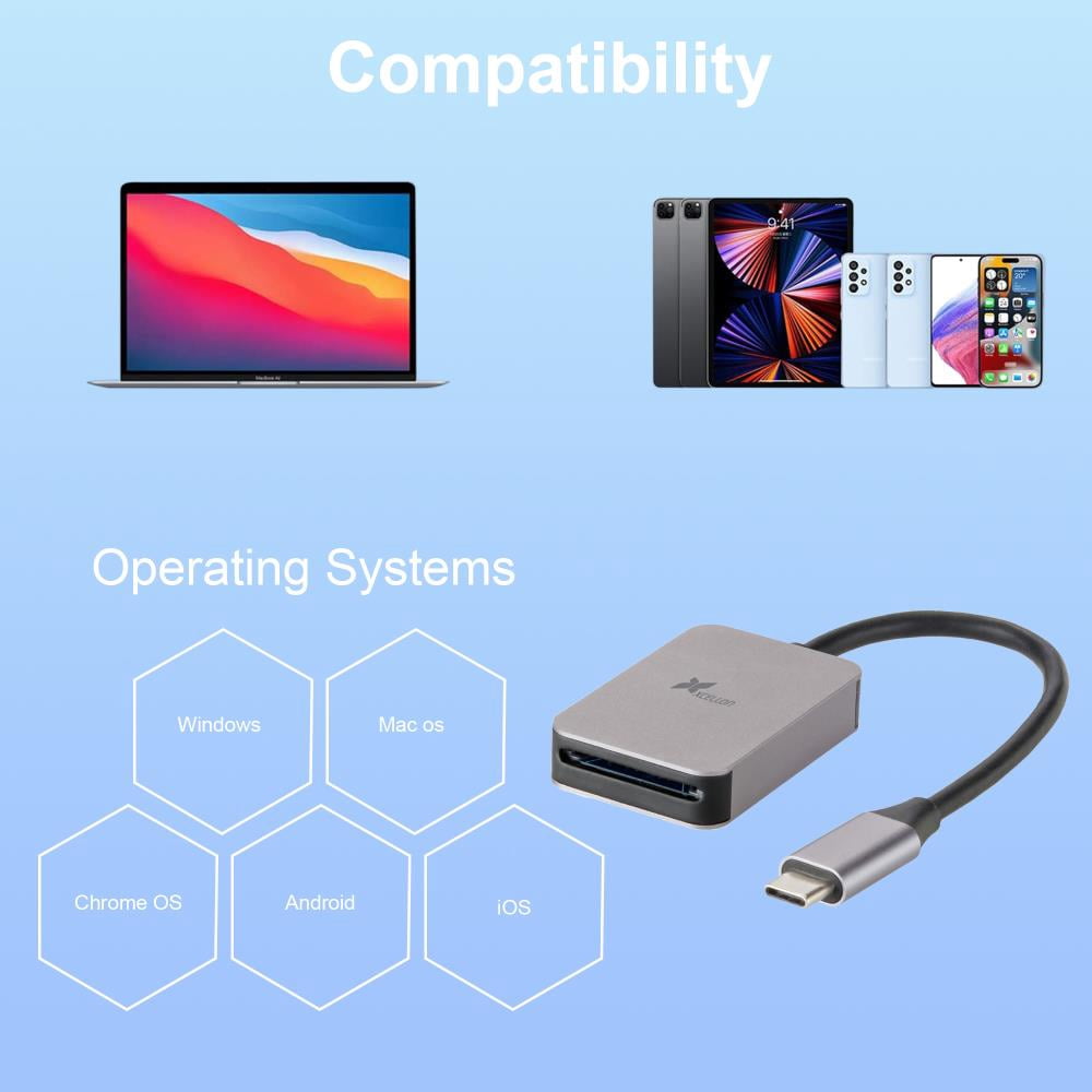 USB-C SD Card Reader – UHS-II Compatible, 7.9" Integrated USB-C Cable, High-Speed Data Transfer for SD/SDHC/SDXC Cards, Compatible with Tablets/Laptop/Smartphones by Xcellon