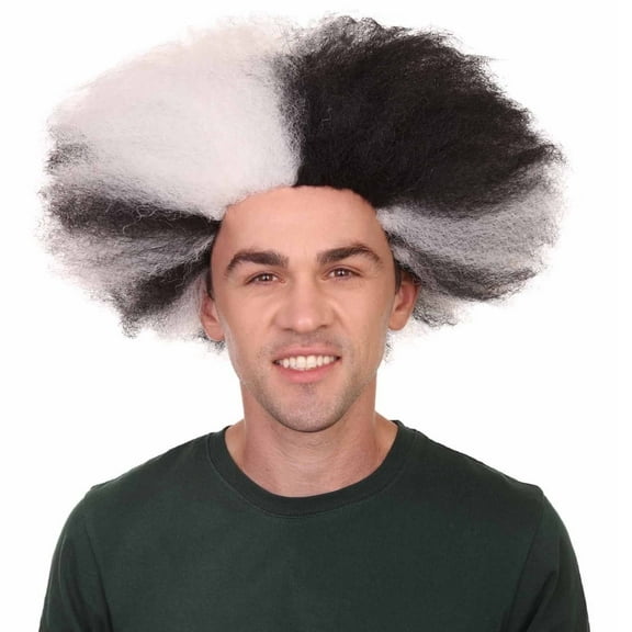 HPO Musical Cat Costume Wig, Black & White Short Wavy Wig for Adult Unisex Fit, Halloween & Cosplay