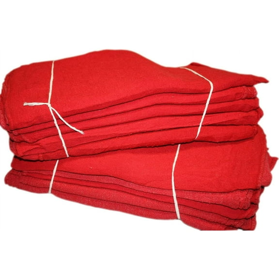 10 Pieces Red Cotton Shop Towel Rags, Industrial Grade, New Wipers for Cleaning, Wiping Floors and Machinery