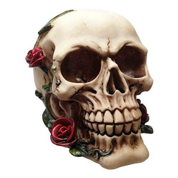ATL Romantic Decor 8” Halloween Human Skull Resin Figurine