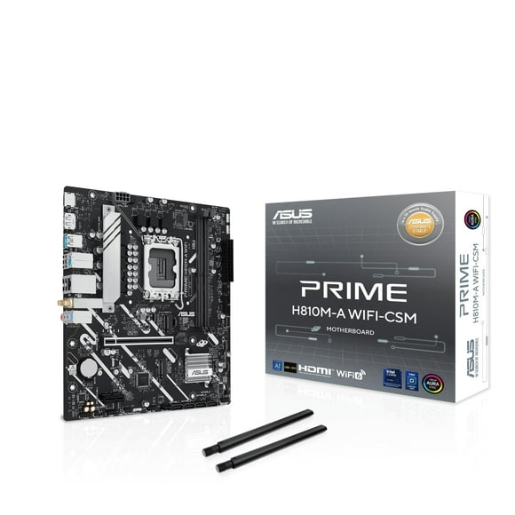 ASUS Prime H810M-A WiFi-CSM Intel® H810 LGA 1851 mATX Motherboard, 6+1+1+1 Discrete MOS, DDR5, PCIe 4.0, 2X M.2, Intel® 1Gb Ethernet, Wi-Fi 6, Disp