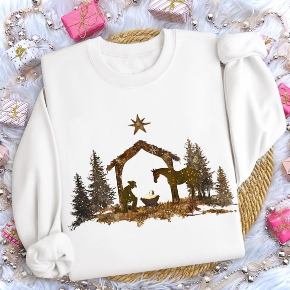 Tee Clo Cowboy Christian Sweatshirt Western Faith Inspired Winter Design, Full size S-5XL