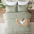thumbnail image 3 of Queen Size Comforter Set - 3 Pieces Olive Green Soft Luxury Cationic Dyeing Bedding Comforter for All Season, Breathable Lightweight Fluffy Boho Bed Sets with 1 Comforter and 2 Pillow Shams, 3 of 9