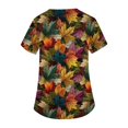 thumbnail image 6 of LNZGNM Plus Size Women's Scrub Top V neck Short Sleeve Loose Fit with Floral Leaf Print Working Uniform Blouse Working Tops,Black(XXXL), 6 of 6