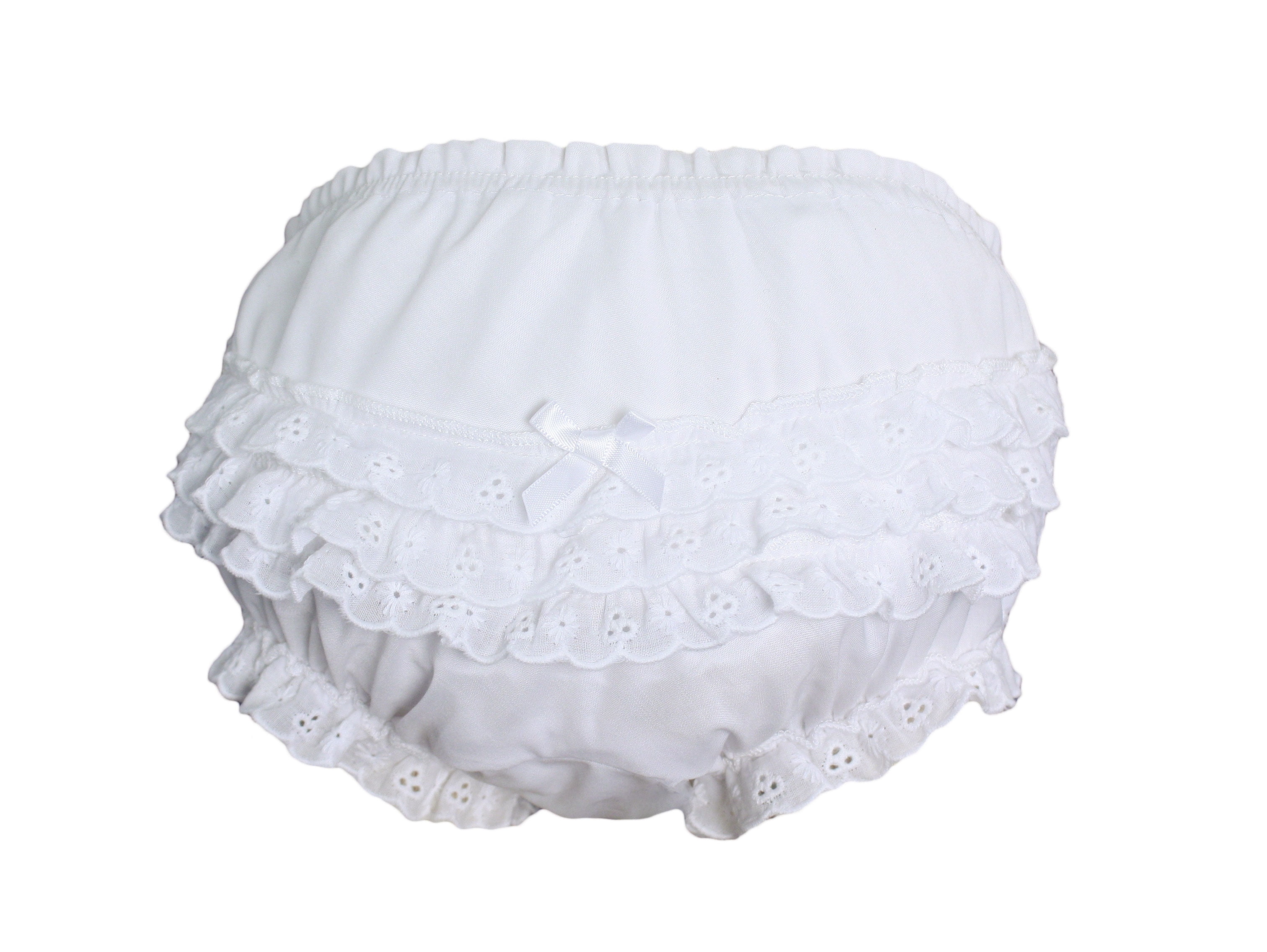 White Eyelet Trimmed Bloomers Diaper Cover Baby & Toddler Sizes up to 4T 