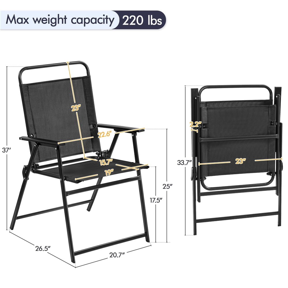 Yaheetech 2pcs Folding Dining Chairs with Backrest, Black