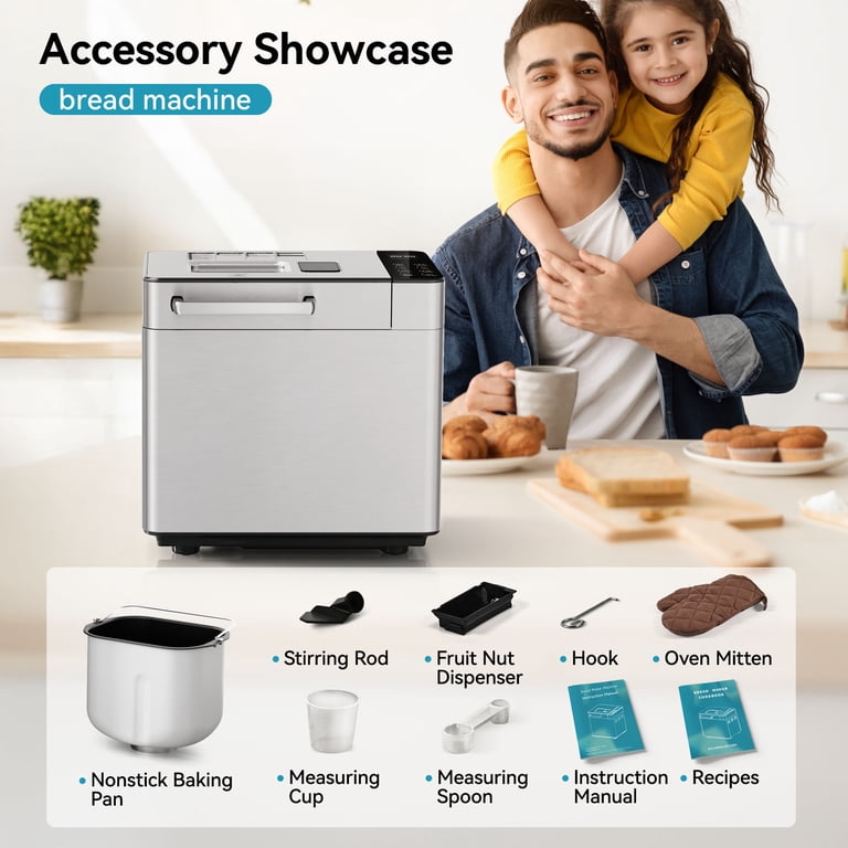 SIMZLIFE, Bread Maker, 2LB Fully Automatic with Auto Dispenser