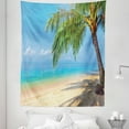 thumbnail image 1 of Landscape Tapestry, Tropic Botanic Image with Coconut Palms near Ocean Sea Beach Photo, Fabric Wall Hanging Decor for Bedroom Living Room Dorm, 5 Sizes, Sky Blue Cream, by Ambesonne, 1 of 1