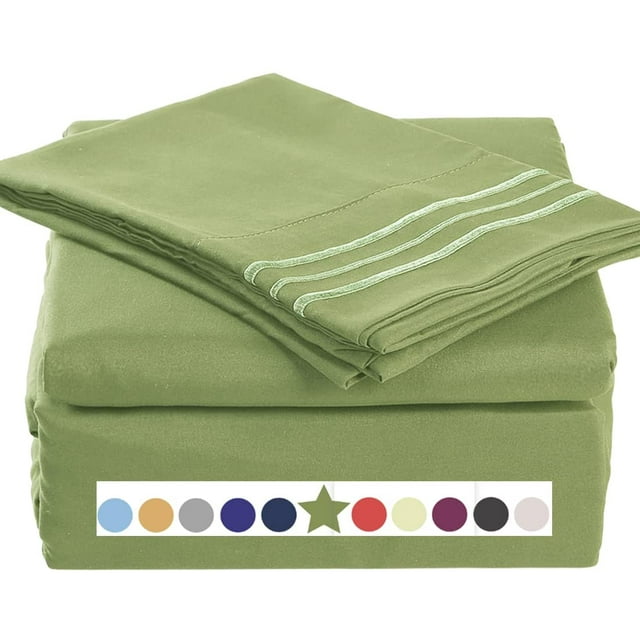 HTOOQ Premium 4 Piece Bed Sheet Set 1800TC Bedding 100% Microfiber Polyester HTOOQ Super Soft, Warm, Breathable, Cooling, Wrinkle Free HTOOQ 10HTOOQ 16" Extra Deep Pockets, Queen, Green