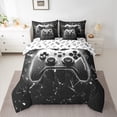thumbnail image 3 of Videogames Reversible 7Pcs Comforter Set Twin Size,Geometric Honeycomb Gameapd Fitted Flat Sheet Modern Gamer Bedding Set Room Decor Teens Black Gaming 2 Throw Pillow,2 Pillowcases, 3 of 5