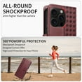 thumbnail image 5 of for iPhone 12 Pro / 12 6.1" Flip Case with Cash Slot Credit Card Slots Kickstand PU Leather Shockproof Lightweight Full Body Protective Magentic Clasp Rugged Case Cover with Wrist Strap, Red, 5 of 11