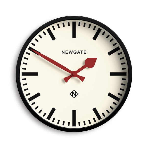NEWGATE® Luggage Wall Clock | Modern Retro Metal Station Clock | 12 inch | Deep Metal case in Black | Contemporary Vintage Style for Kitchen, Liv