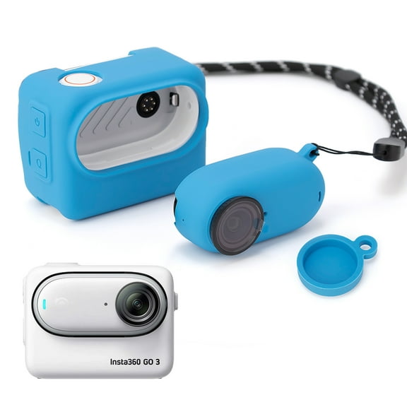 LIBOER Protective Silicone Case for Insta360 GO3S/GO3, Full Protection Cover with Wrist Strap, Blue