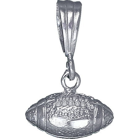 Necklace Charm Football Sterling Silver Football Ball Charm Pendant Necklace with Diamond Cut Finish and 24 Inch Figaro Chain ()