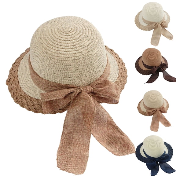 Cutuoiiu Straw Sun Hat for Women Contrast Color Ruffle Edge Spring Summer Straw Hat Lightweight Breathable Packable Outdoor Hat