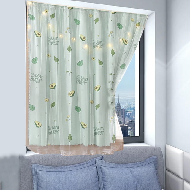 Curtains For Bedroom Window Self-Adhesive Light-Filtering Polyester 100 cm x 150 cm No-Drill Installation