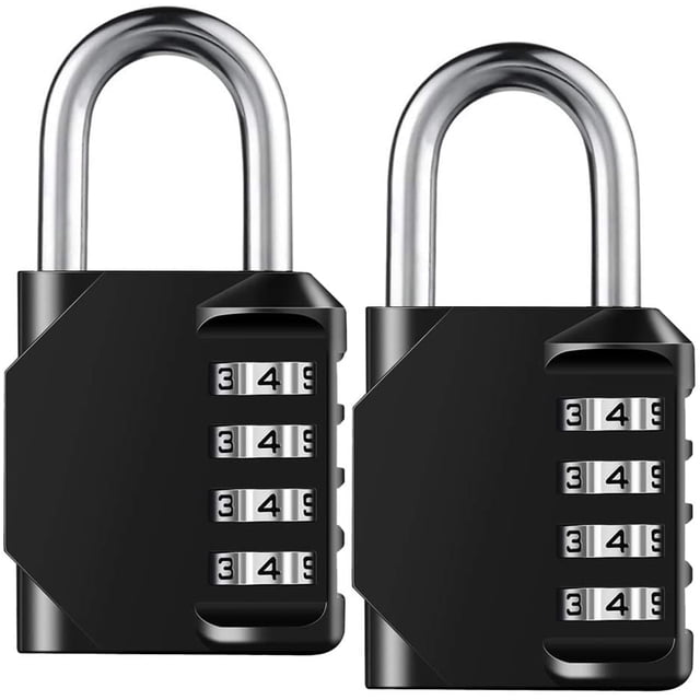 Paquete de 2 candados de combinación reajustables de 4 dígitos, candado de combinación resistente al agua y resistente al aire última intervensión para casillero de gimnasio escolar, puerta de valla, caja de herramientas, casillero con cerrojo para empleados JM