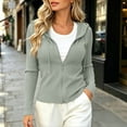 thumbnail image 2 of QIYAGBSA Ribbed Zip Up Hoodies for Women Slim Fit Long Sleeve Hooded Jacket with Drawstring Stretch Knit for Cool Fall Winter Days, 2 of 7