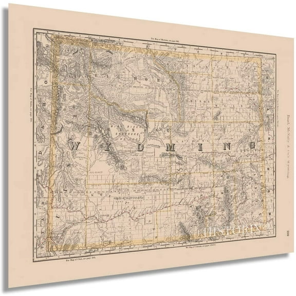 HISTORIX Vintage 1891 Wyoming State Map Poster - 18x24 Inch Vintage Map of Wyoming State Wall Art Decor - Historic Wyoming Poster - Old Map of Wyoming Showing Railroads Indexes (2 Sizes)