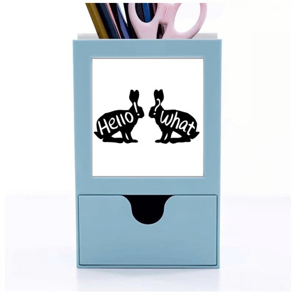 Black Rabbits Animal Outline Natural Desk Supplies Organizer Pen Holder ...