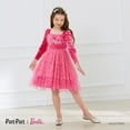 thumbnail image 4 of Barbie Kid Girls Tutu Dress Glitter Letter Graphic Long Sleeves Mesh Fairy Dress Sizes 6-12, 4 of 10