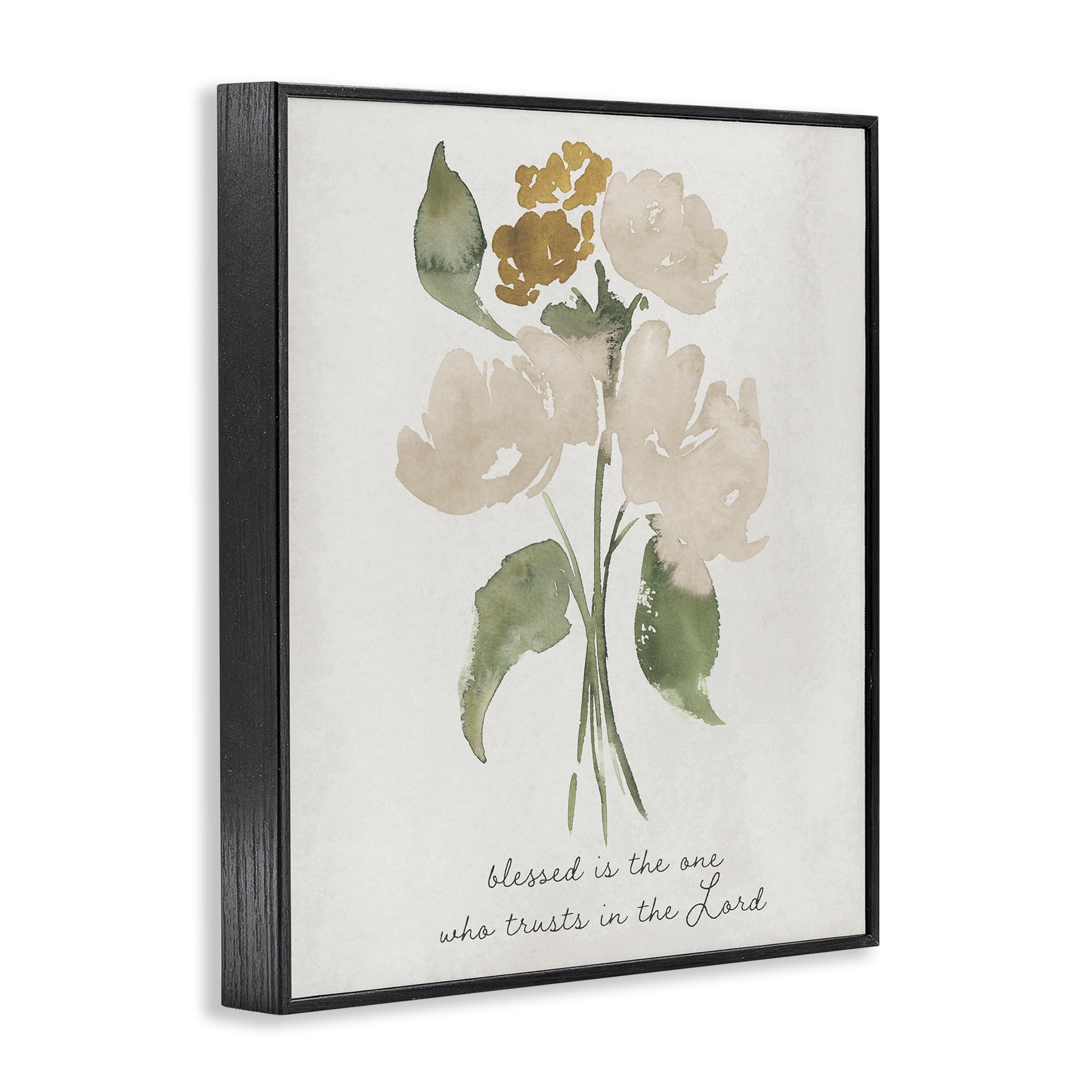 Stupell Industries Who Trusts In The Lord Flowers Black Framed Giclee Art, design by Lucille Price