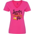 thumbnail image 3 of Inktastic Thanksgiving Sweeter Than Pumpkin Pie Women's V-Neck T-Shirt, 3 of 5