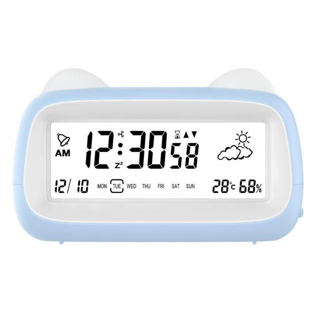 Advancent Reloj despertador electrónico multifuncional transparente ABS para dormitorio, organización y visualización de calendario. Electrodomésticos azul