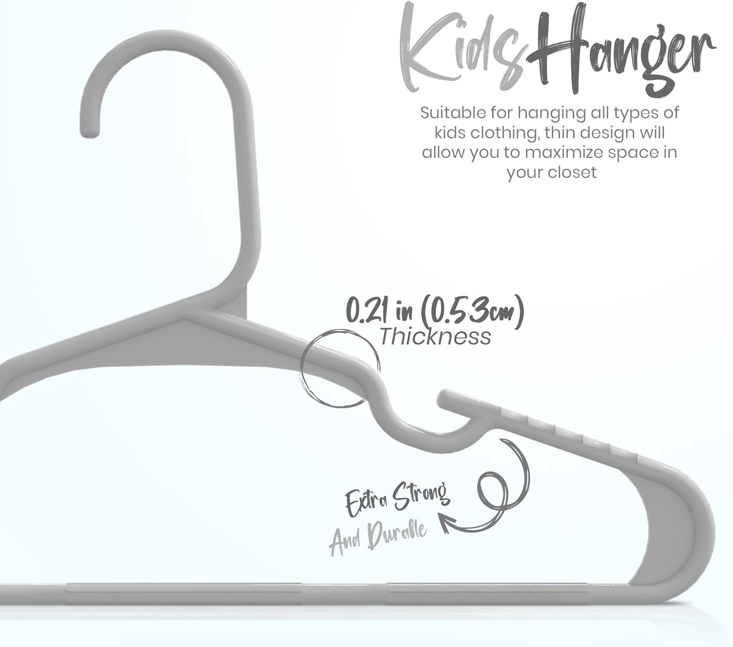 60 Pack Kids Hangers - 11.5 Inch Plastic Baby Hangers for Closet - Childrens Hanger for Clothes & Infant Hanger for Closet - for Everyday Standard Use (Gray)
