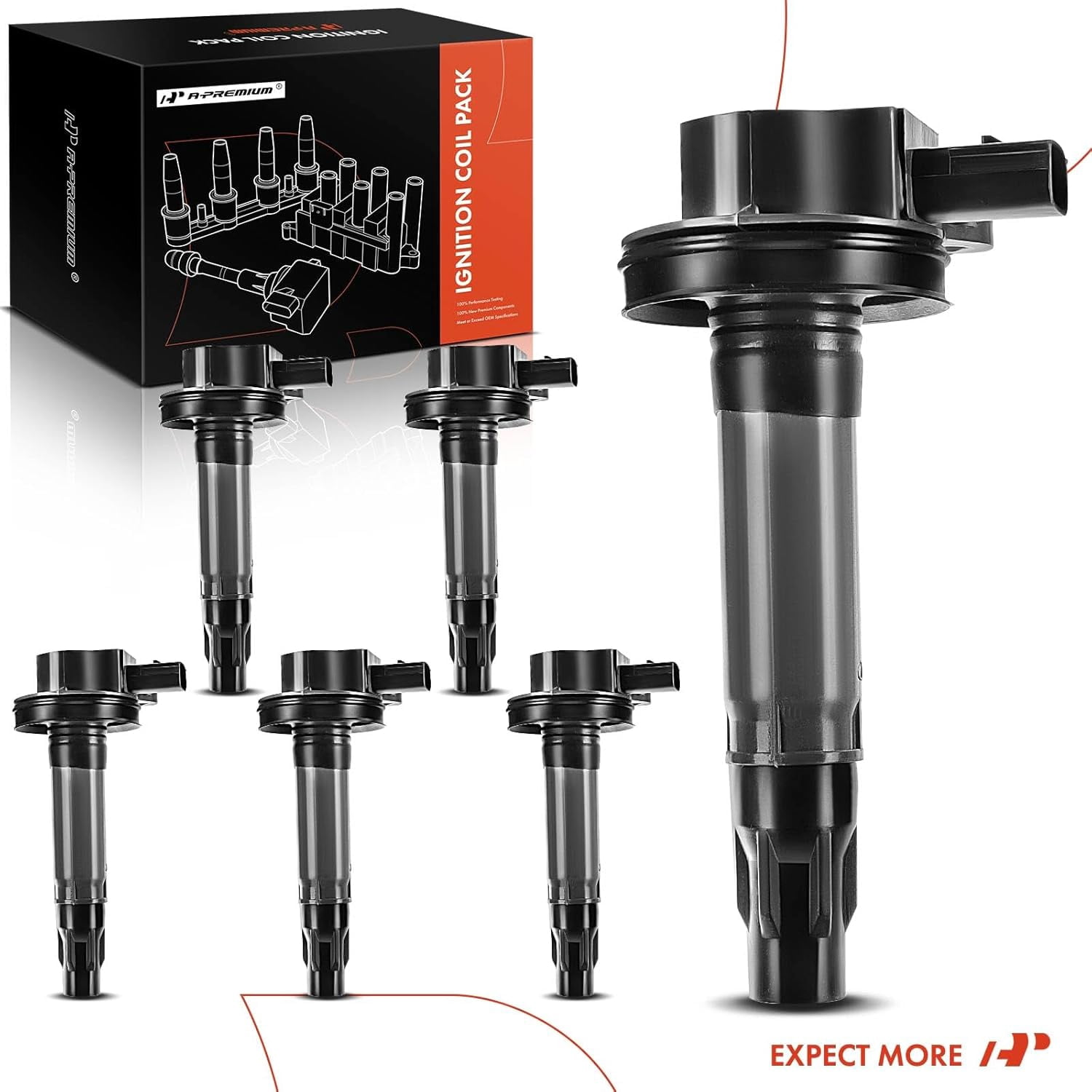 A-Premium Ignition Coils Pack Replacement for Ford Explorer F-150 Edge Fusion Mustang Taurus Lincoln MKS MKX MKT MKZ Sable 3.5L 3.7L UF-553 6-PC Set Fits select: 2011-2017 FORD EXPLORER XLT