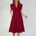 thumbnail image 2 of vigerkar Summer Dresses for Women Casual Spring Midi Dress Wine, XXL, 2 of 5
