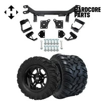 Hardcore Parts 6" Drop Axle Lift Kit for EZGO TXT/PDS (1994.5-2001.5) Electric Golf Cart with 12" Black 'DARKSIDE' Wheels and 22"x11"-12"  DOT rated Mud-Terrain/All-Terrain tires