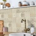 thumbnail image 3 of 24 Sheet Self Adhesive Wall Stickers Retro Flowers Beige Tiles 6x6" Peel and Stick for Kitchen Backsplash, 3 of 6