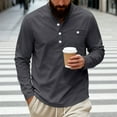thumbnail image 1 of pstuiky hombres de manga larga, Camisa informal de sarga de color liso con cuello alto y bolsillos abotonados para hombre camisetas de hombre xl, 1 of 7