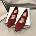 thumbnail image 7 of Quaouag Women's Flats Shoes Pointed Toe Knit Washable Ballet Comfortable Dressy Mary Jane Flat, 7 of 7