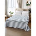 thumbnail image 3 of Twin Flat Sheet Only Light Blue White Pinstriped Soft Microfiber Cooling Bedding Sheets Classic Geometric Striped Flat Bed Sheet, 3 of 9