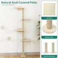 thumbnail image 3 of Dextrus Floor to Ceiling Cat Tree, Tall Scratching Cat Tower Post and Perches with 5-Tier Floor for Climbing Activity, Wooden Mounted Cat Wall Shelf Furniture with Cozy Bed for Indoor Cats, 78 inch, 3 of 7