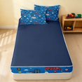 thumbnail image 4 of Erosebridal Fire Truck Zipper Twin Comforter Sets with Fitted Sheet and 2 Pillowcases, Fire Engine Zipper Bedding Set, Blue Night, Navy Reversible, 4 of 7