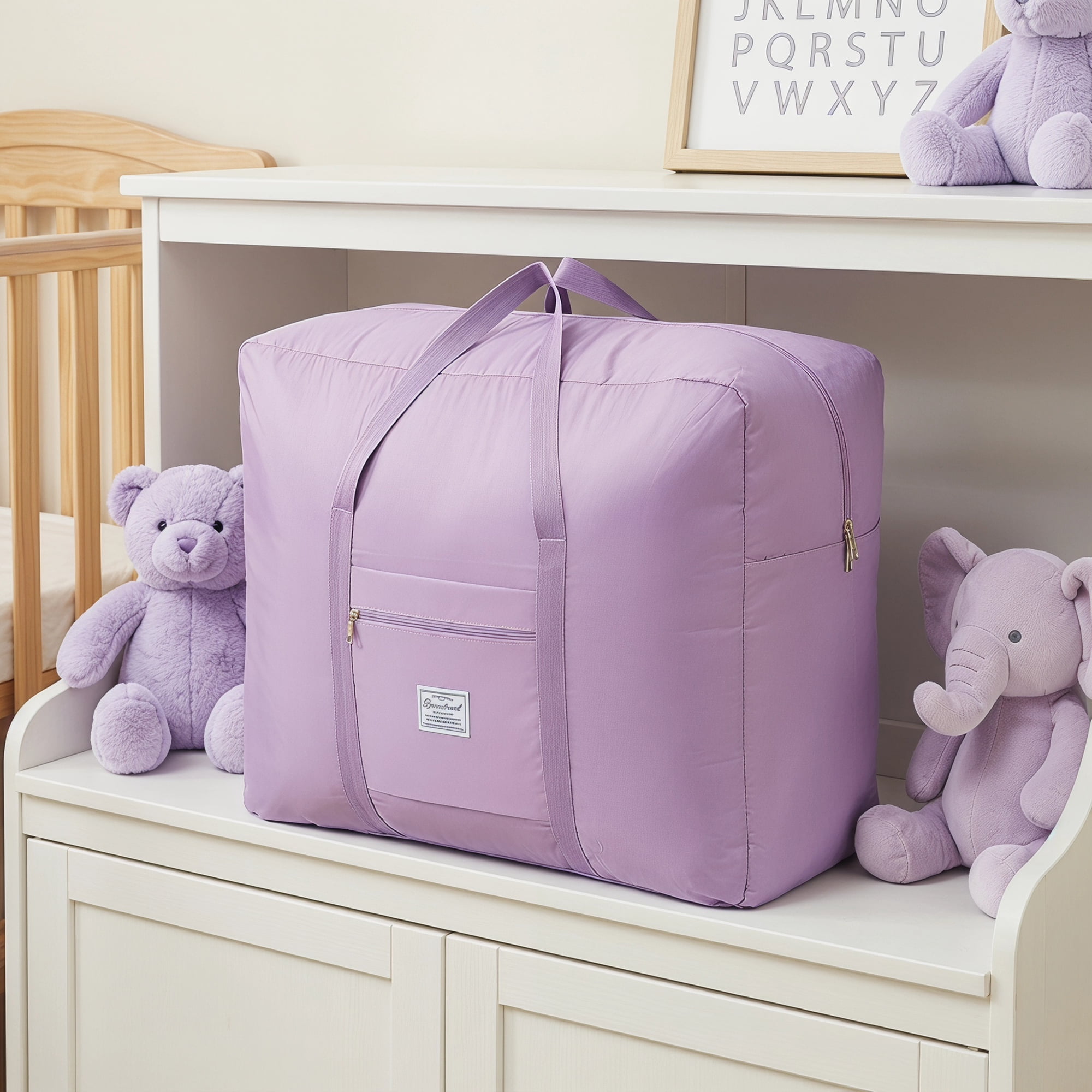 Unique Bargains Durable Strap Zipper Oversized Carry Storage Bag Purple 22.0"x19.7"x10.6"