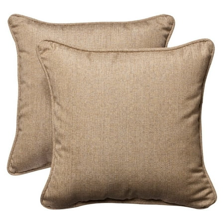 Pillow Perfect Outdoor/ Indoor Sunbrella Linen Tan 18.5-Inch Throw Pillow (Set of 2)