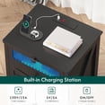 thumbnail image 3 of Black Nightstand Set of 2 with Charging Station and LED Lights, Farmhouse Night Stand/Bedside Table with 3 Drawers, End Side Table for Bedroom Living Room, 3 of 8