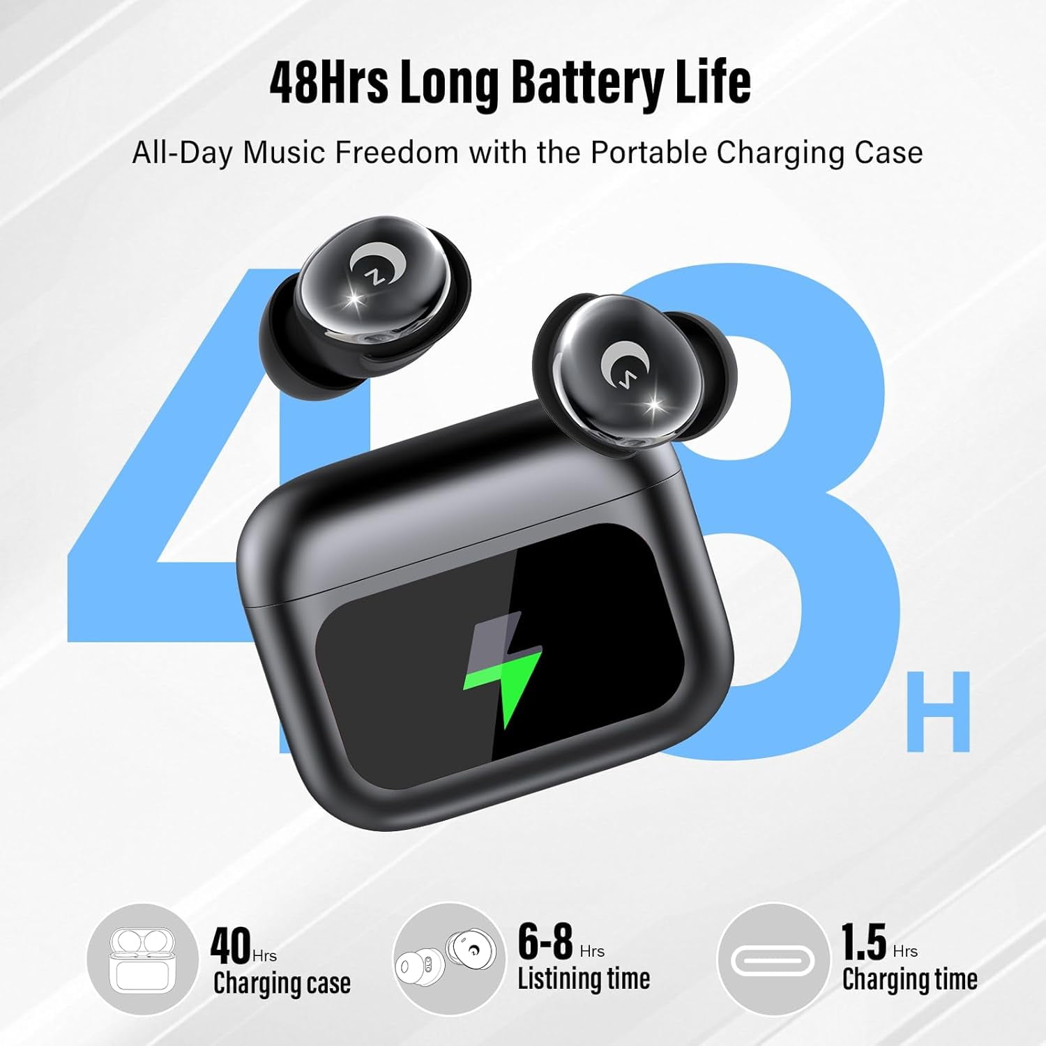 Sleep Earbuds Bluetooth 5.4 in Ear Smart Touch Screen Headphones, 48H Noise Cancelling Ear Buds with 5 EQ Modes, Mini Wireless Headphones Small Design for Side Sleepers, Clear Calls Earphones, IPX7