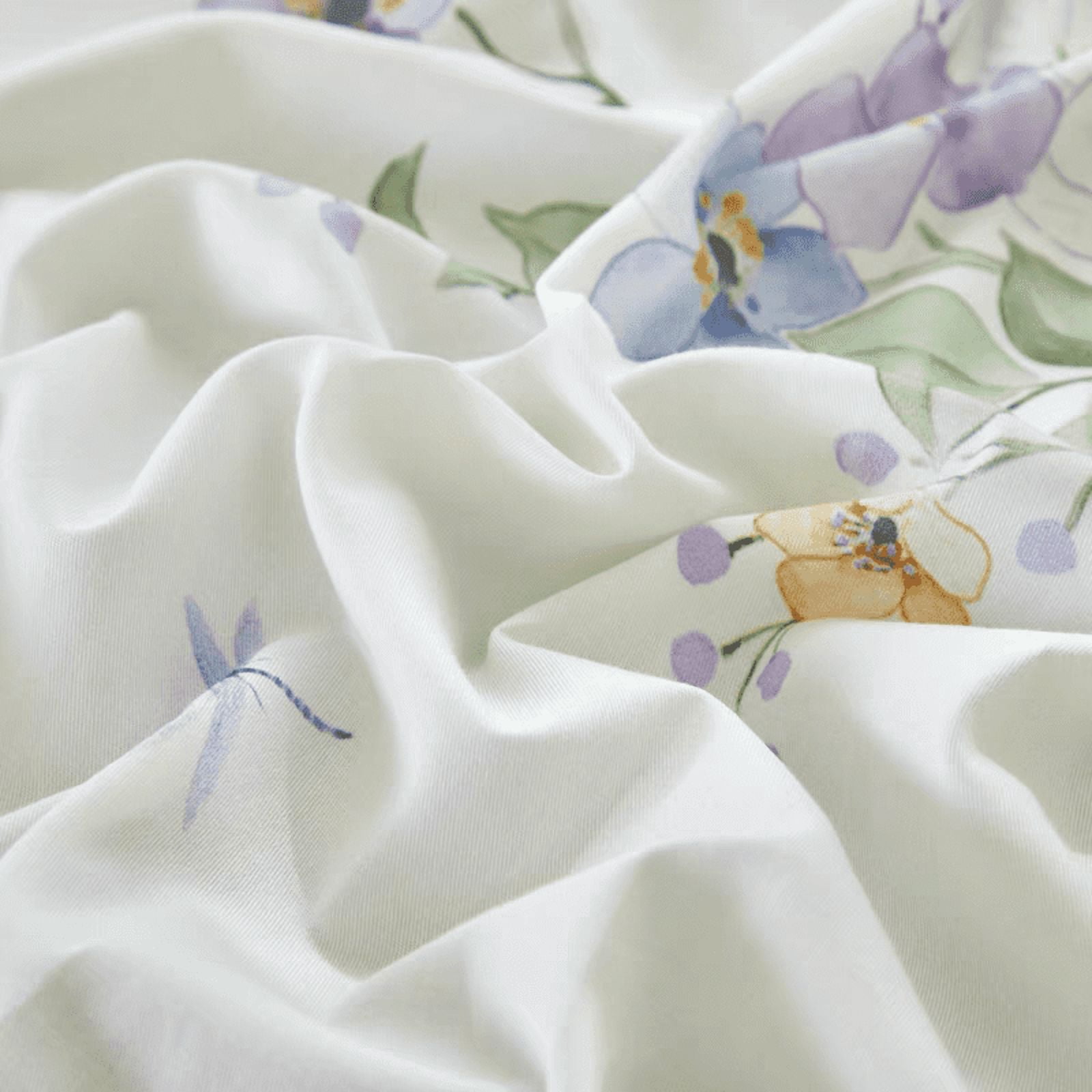 100% Cotton Duvet Cover Set 3Pcs Queen 1 Comforter Cover 2 Pillowcases Bedding Set Floral Printed Soft Breathable